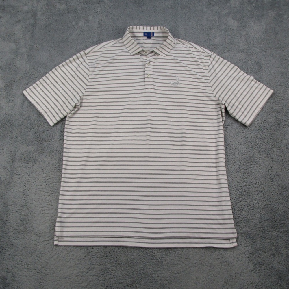 Stitch Golf Mens XL Polo Shirt Pinehurst 1895 Gray White Striped Performance
